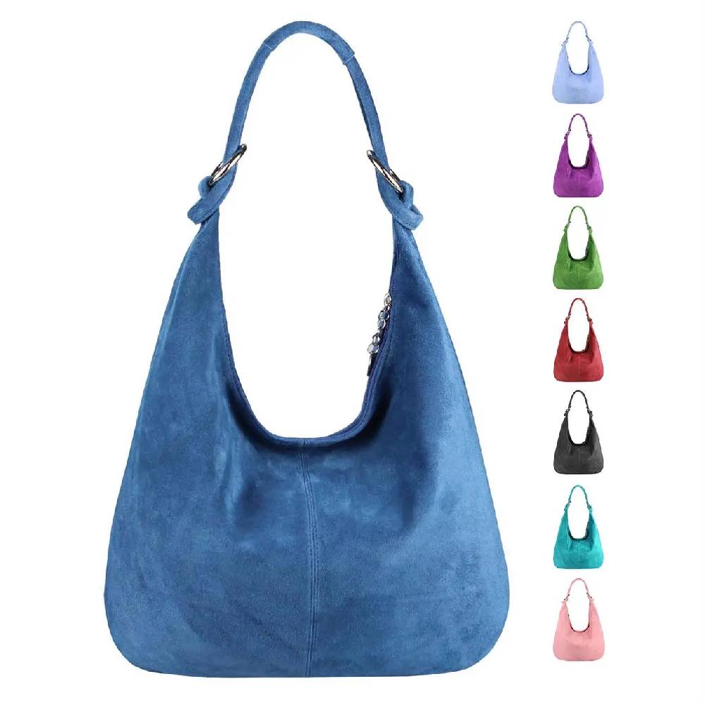 Made in Italy Damen XXL Ledertasche Wildleder Shopper Tasche