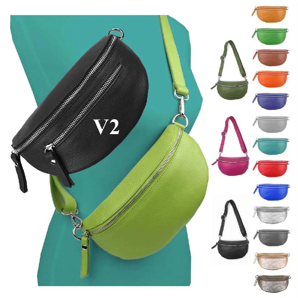 Made in Italy DAMEN LEDER Gürteltasche Crossbody Hüfttasche Bauchtasche Umhängetasche Brusttasche CrossOver Bodybag Schultertasche Handytasche Geldtasche OBC Tasche Schminktasche Kosmetiktasche