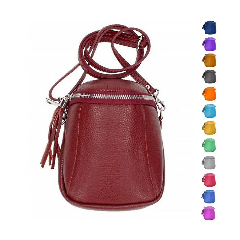 Made in Italy Damen Leder Tasche Umhängetasche Schultertasche Handytasche Geldtasche Ledertasche Crossbody Abendtasche Mini Bag
