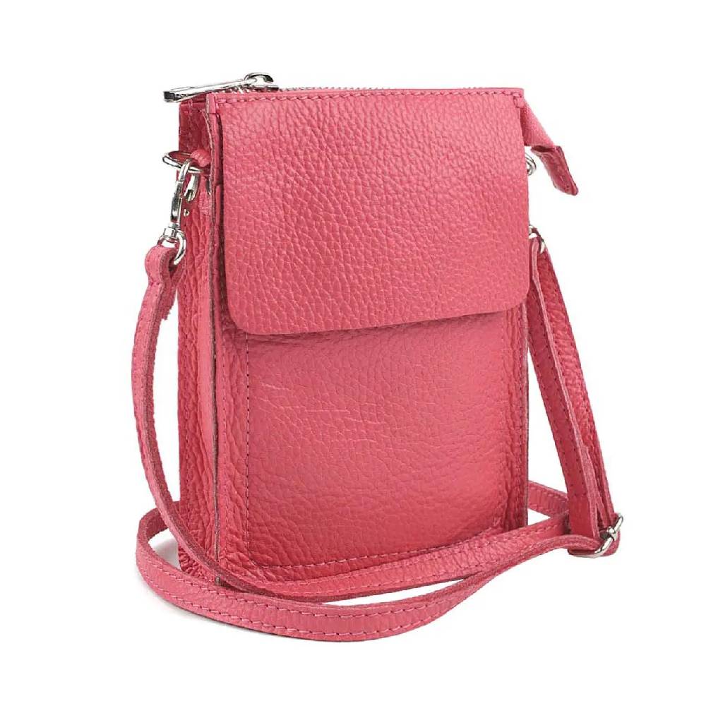 OBC Made in Italy Damen Leder Smartphone Tasche Schultertasche Handytasche Minibag Umhängetasche Geldtasche Ledertasche Crossbody Abendtasche Outlet