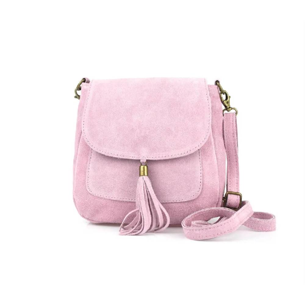 Made in Italy DAMEN LEDER TASCHE Messenger Bag Henkeltasche Wildleder Handtasche Umhängetasche Ledertasche Schultertasche Beuteltasche Fransen Cross-Over Verkauf