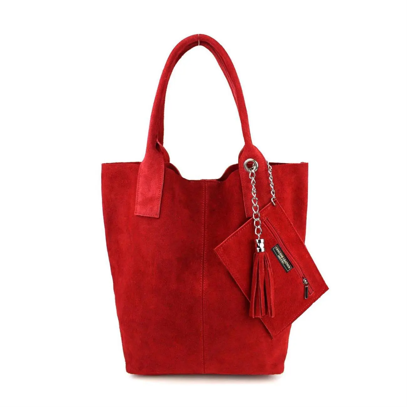 MADE IN ITALY DAMEN XXL LEDER TASCHE Wildleder Shopper Schultertasche + Schmucktasche Meist gekauft