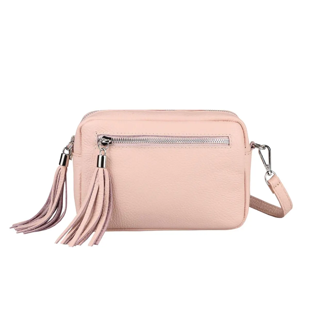 OBC Made in Italy DAMEN LEDER TASCHE Umhängetasche Schultertasche Beuteltasche Cross-Over Cross Bag Glattleder Schmucktasche Fransen Ledertasche Outlet