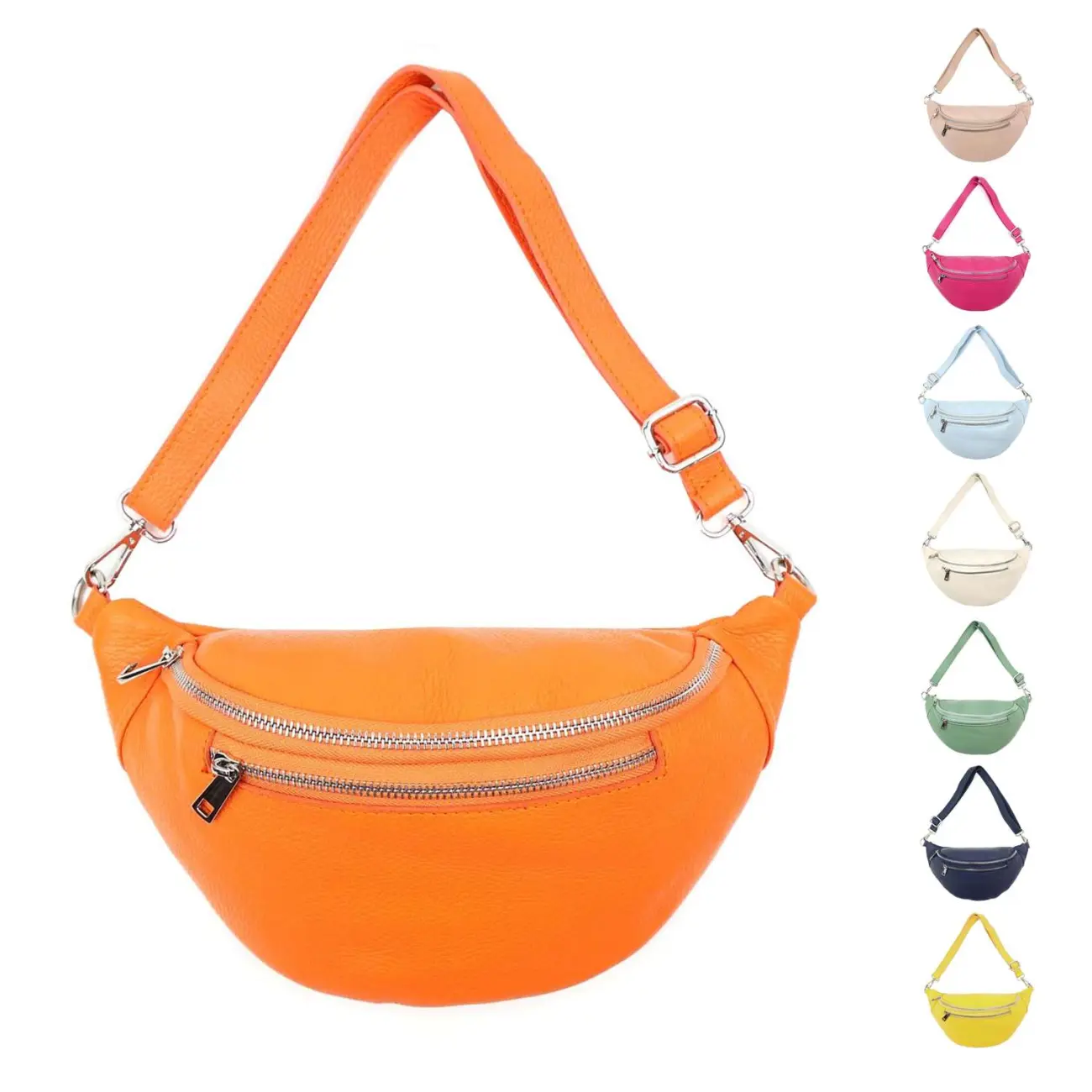OBC MADE IN ITALY DAMEN LEDER TASCHE Gürteltasche Crossbody Hüfttasche Bauchtasche Umhängetasche Schultertasche Brusttasche CrossOver Ledertasche Bodybag