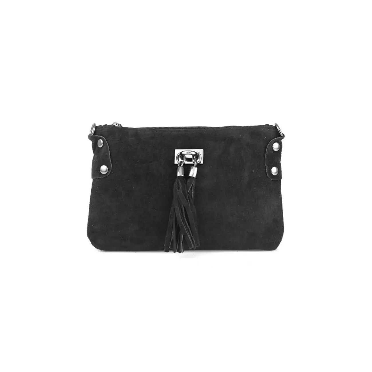Made in Italy DAMEN LEDER Clutch TASCHE Wildleder Handtasche Umhängetasche Ledertasche Schultertasche Beuteltasche Fransen Cross-Over im Angebot