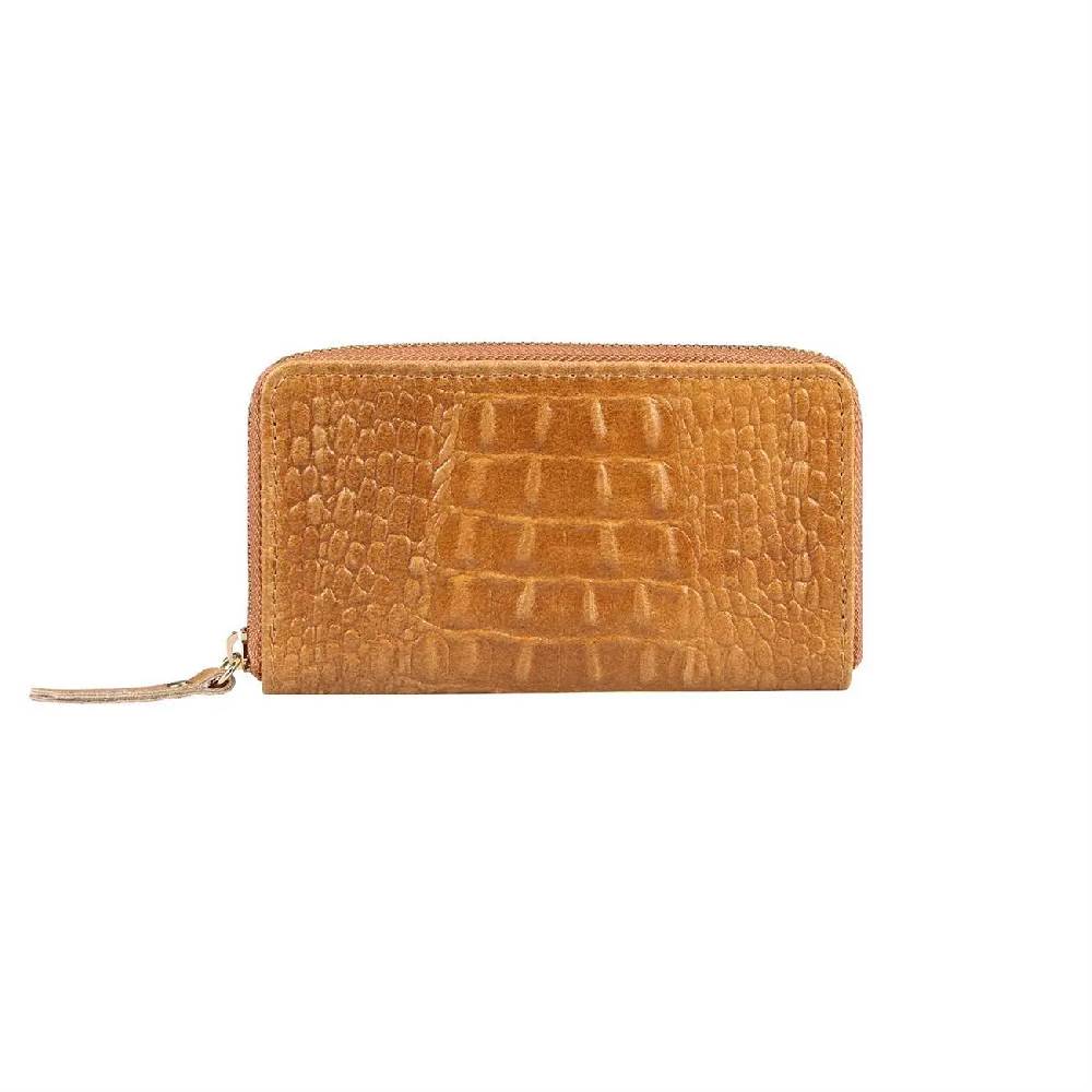 Made in Italy Damen Leder Geldbörse Kroko Wallet Portemonnaie Portafoglio Brieftasche Börse Geldbeutel Ledertasche Kreditkartenetui Günstiger Verkauf