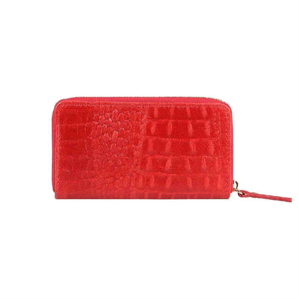 Made in Italy Damen Leder Geldbörse Kroko Wallet Portemonnaie Portafoglio Brieftasche Börse Geldbeutel Ledertasche Kreditkartenetui Günstiger Verkauf
