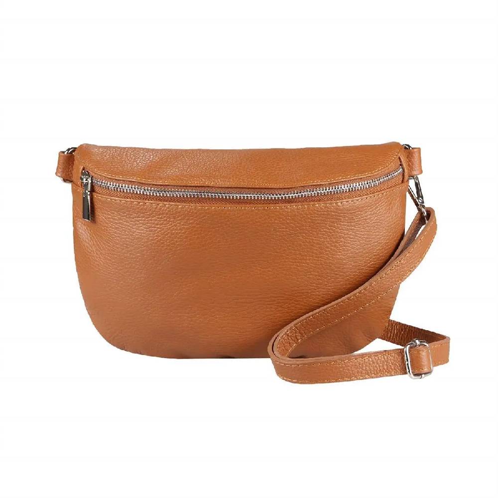 Made in Italy Damen Leder Tasche Gürteltasche Crossbody Hüfttasche Bauchtasche Umhängetasche Cross-Over Bodybag Schultertasche Handytasche Schminktasche Kosmetiktasche OBC 1054 Auslauf