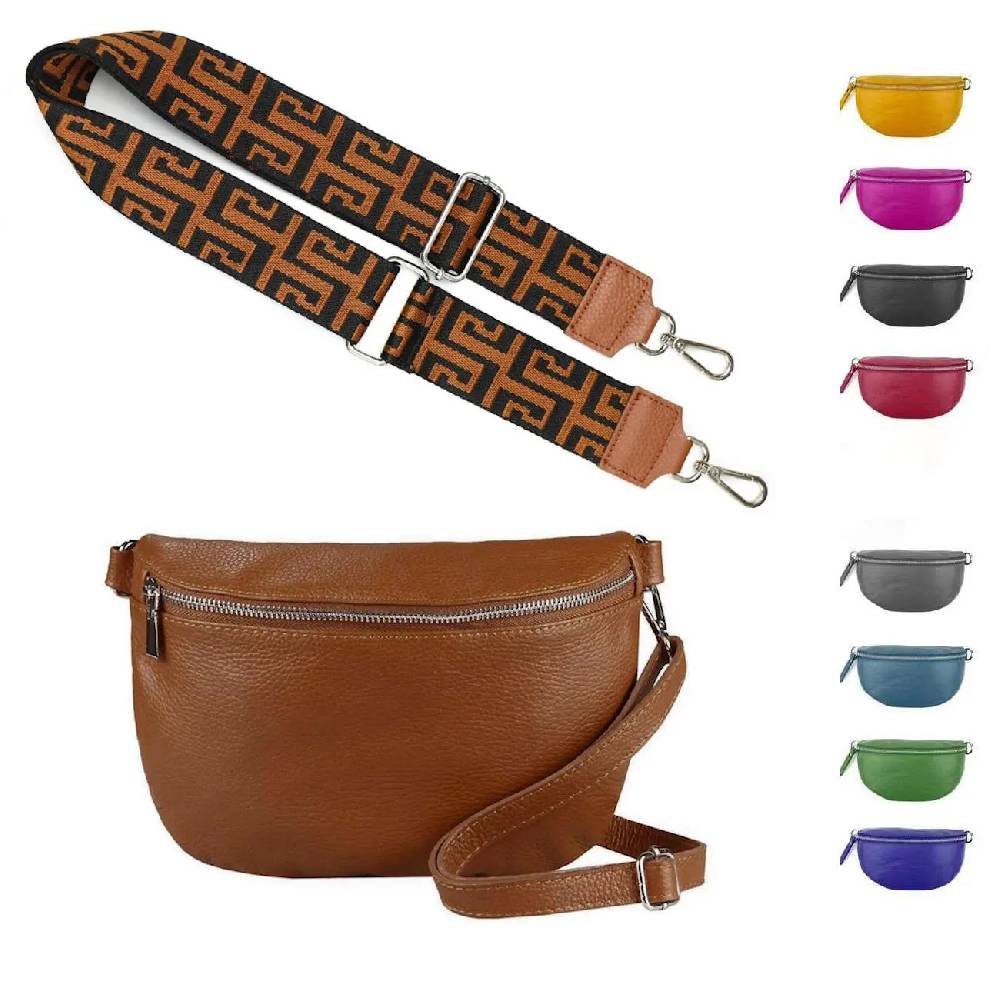 Made in Italy OBC DAMEN SET Gürteltasche + Schultergurt LEDER Crossbody Hüfttasche Bauchtasche Umhängetasche Brusttasche CrossOver Bodybag Schultertasche Handytasche Tasche Verkauf