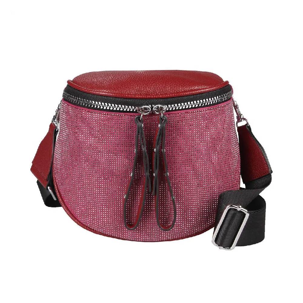 DAMEN TASCHEN SET 2in1 Schultertasche + Schmucktasche Strasssteine Umhängetasche Crossbody Crossover Leder Optik Handtasche Metallic Shopper Verkauf