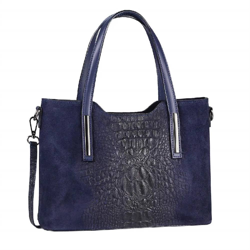 OBC MADE IN ITALY DAMEN Echt LEDER TASCHE KROKO-Prägung Business Shopper Wildleder Schultertasche Handtasche Ledertasche Umhängetasche Online