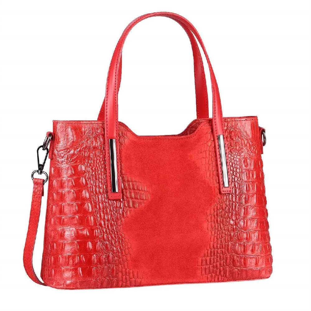 OBC MADE IN ITALY DAMEN Echt LEDER TASCHE KROKO-Prägung Business Shopper Wildleder Schultertasche Handtasche Ledertasche Umhängetasche Online