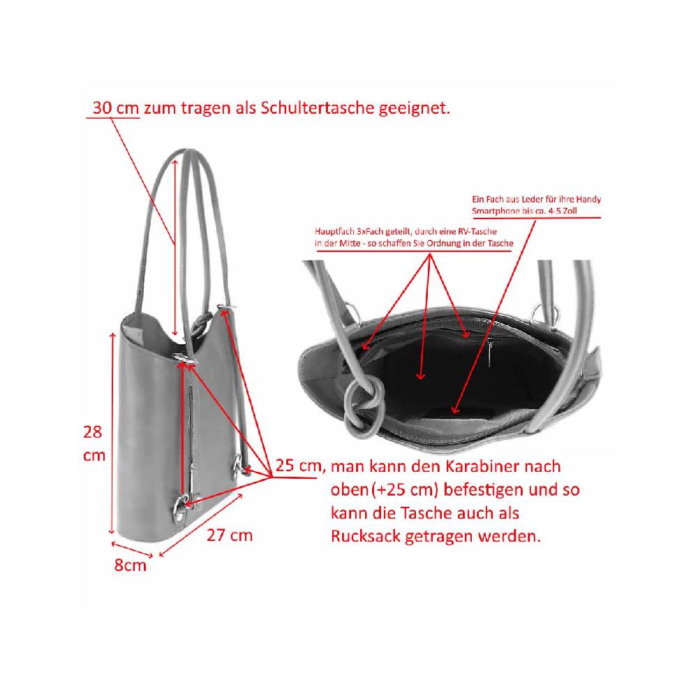 ITALY DAMEN LEDER HANDTASCHE RUCKSACK Umhängetasche Schultertasche Shopper Henkeltasche Ledertasche Backpack Lederrucksack Outlet