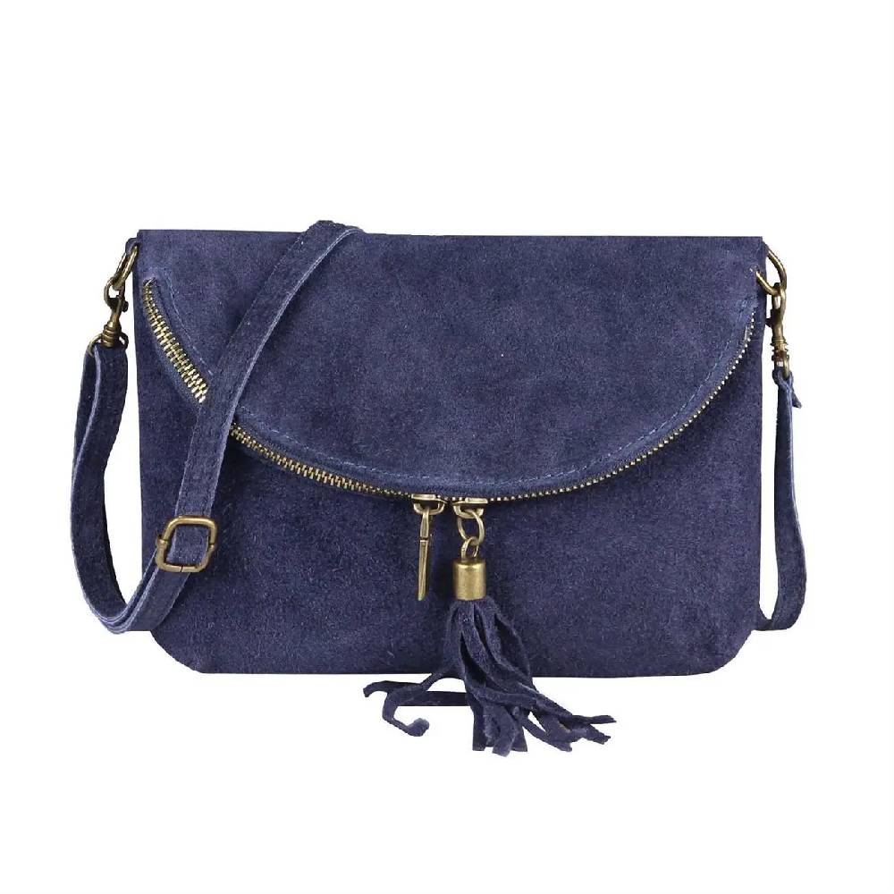 Made in Italy DAMEN LEDER TASCHE Henkeltasche Wildleder Handtasche Umhängetasche Ledertasche Schultertasche Beuteltasche Fransen Cross-Over Clutchtasche Hotsell
