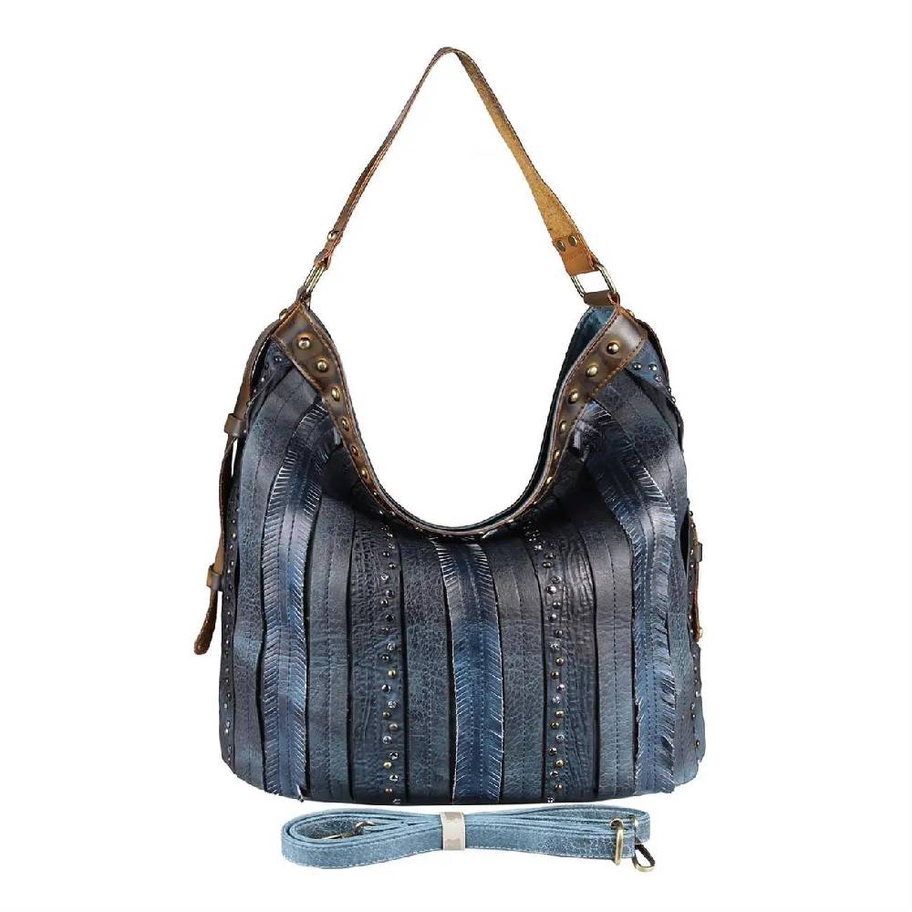 OBC DAMEN TASCHE HANDTASCHE Hobo Bag Schultertasche Nietentasche Shopper Strasssteine Umhängetasche Henkeltasche Beuteltasche Kunst-Leder Auslauf
