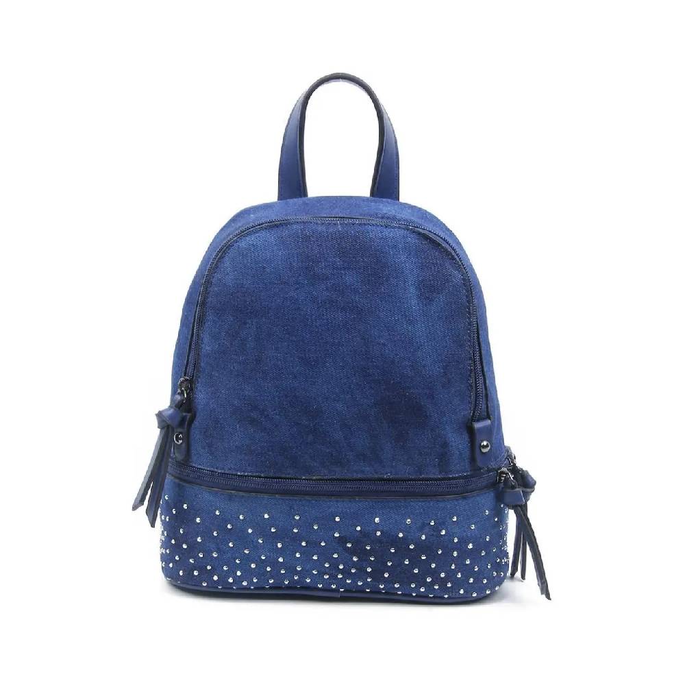 OBC DAMEN MÄDCHEN JEANS RUCKSACK BACKPACK Strasssteine Glitzer Denim Baumwolle Cityrucksack Stadtrucksack Schultertasche Handtasche Günstiger Verkauf