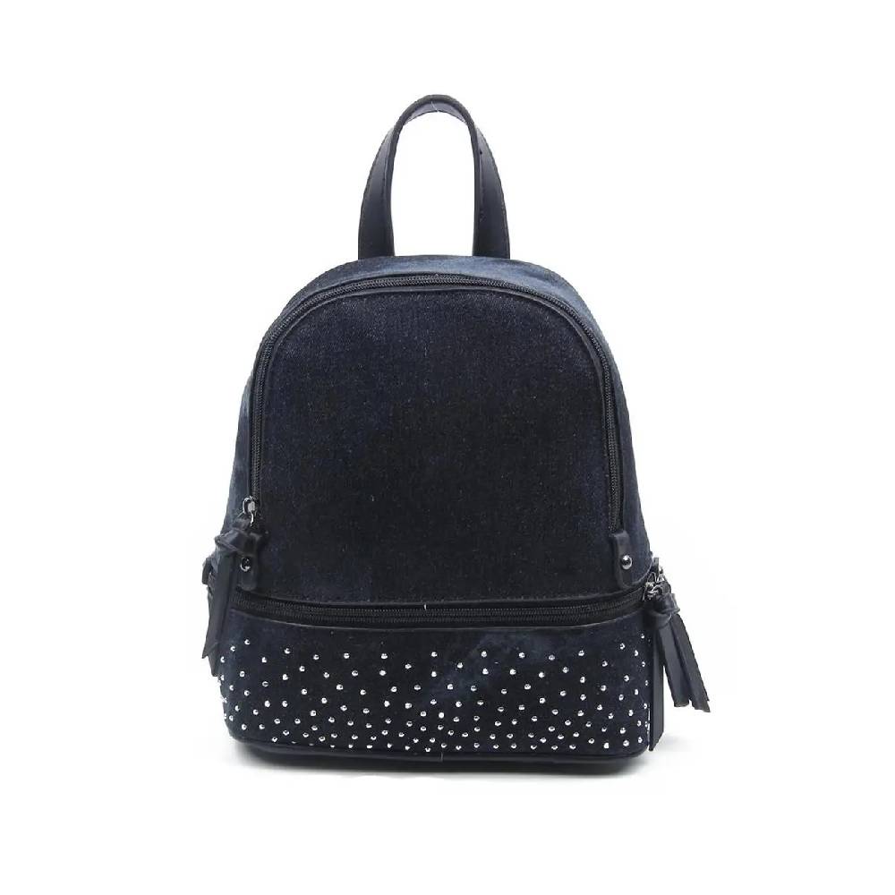 OBC DAMEN MÄDCHEN JEANS RUCKSACK BACKPACK Strasssteine Glitzer Denim Baumwolle Cityrucksack Stadtrucksack Schultertasche Handtasche Günstiger Verkauf