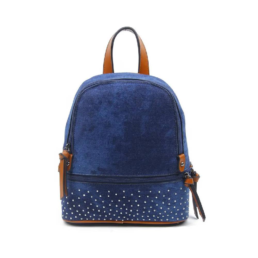 OBC DAMEN MÄDCHEN JEANS RUCKSACK BACKPACK Strasssteine Glitzer Denim Baumwolle Cityrucksack Stadtrucksack Schultertasche Handtasche Günstiger Verkauf