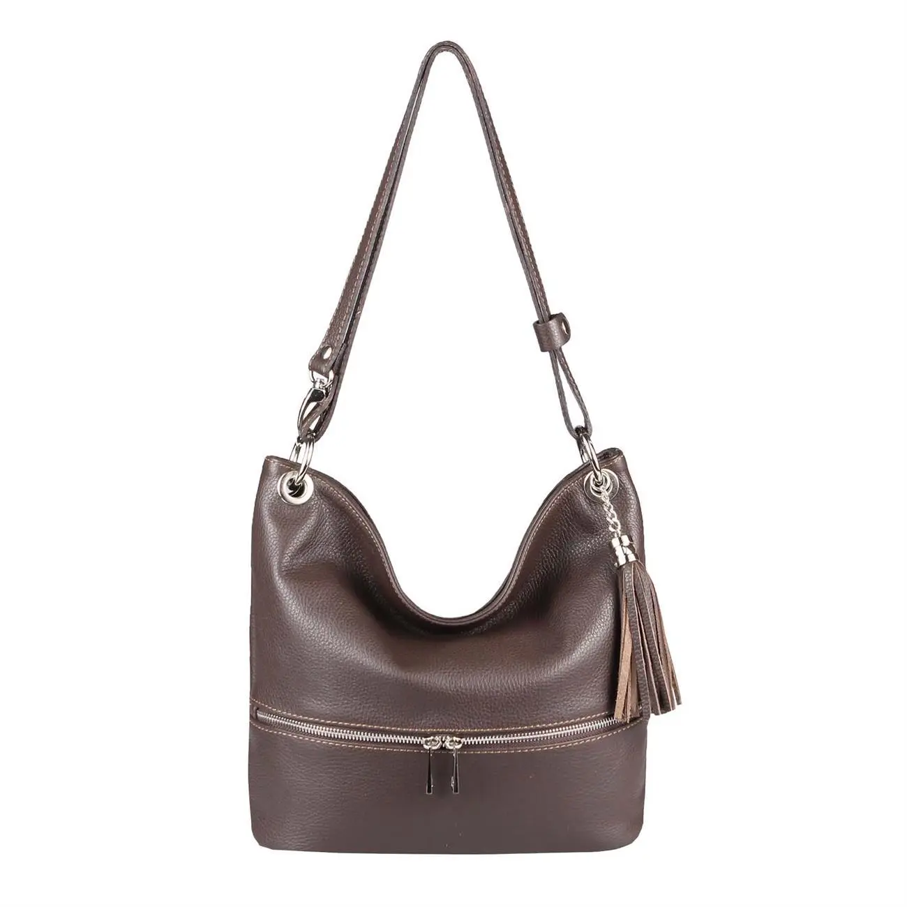 Made in Italy DAMEN LEDER TASCHE Shopper Schultertasche City Bag CrossOver Umhängetasche Henkeltasche Ledertasche Damentasche Fransen Fabrikverkauf