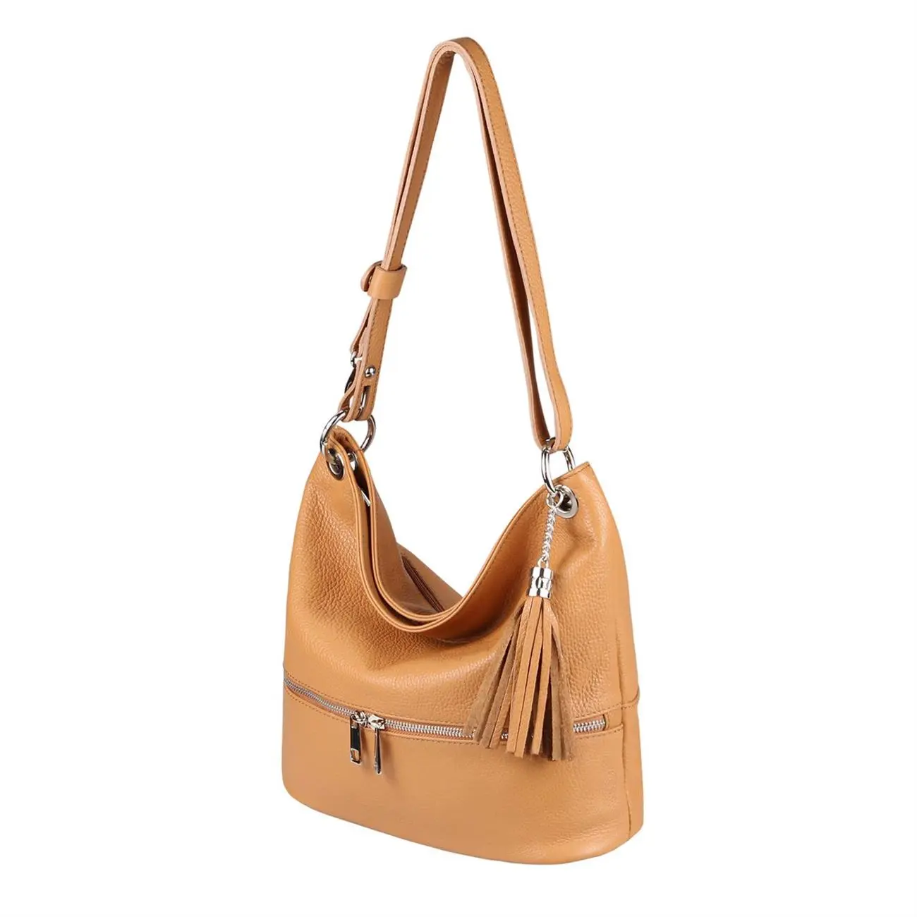 Made in Italy DAMEN LEDER TASCHE Shopper Schultertasche City Bag CrossOver Umhängetasche Henkeltasche Ledertasche Damentasche Fransen Fabrikverkauf
