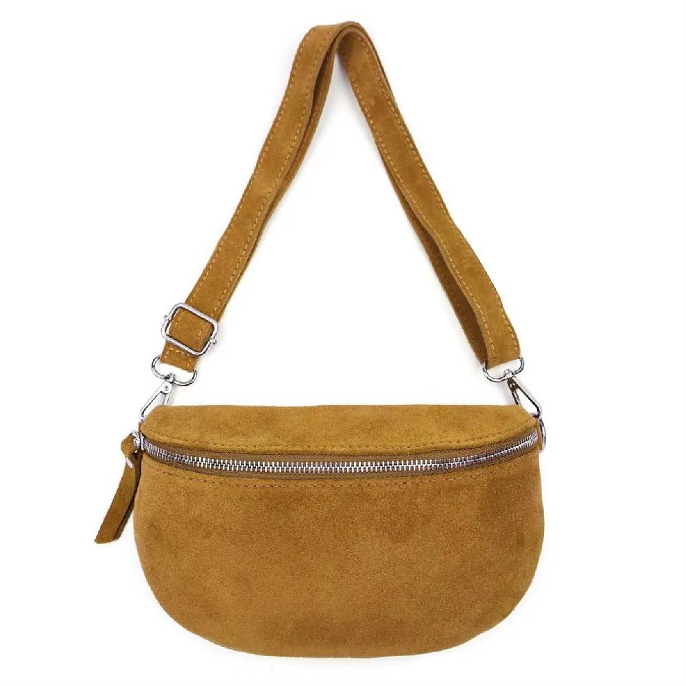 Made in Italy DAMEN LEDER TASCHE Gürteltasche Crossbody Hüfttasche Bauchtasche Umhängetasche Wildleder Brusttasche CrossOver Bodybag Schultertasche Handytasche Geldtasche Schminktasche Kosmetiktasche Outlet