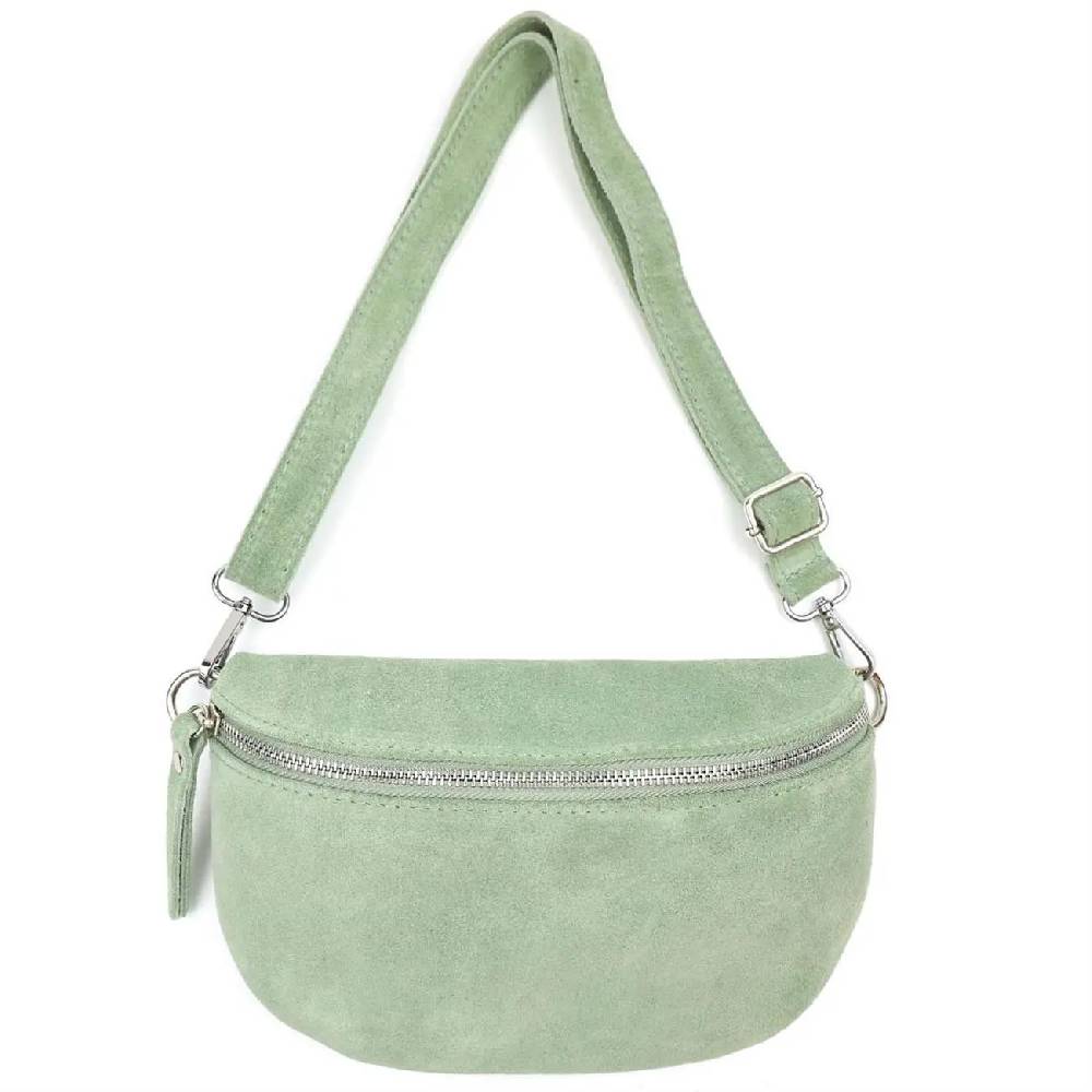 Made in Italy DAMEN LEDER TASCHE Gürteltasche Crossbody Hüfttasche Bauchtasche Umhängetasche Wildleder Brusttasche CrossOver Bodybag Schultertasche Handytasche Geldtasche Schminktasche Kosmetiktasche Outlet