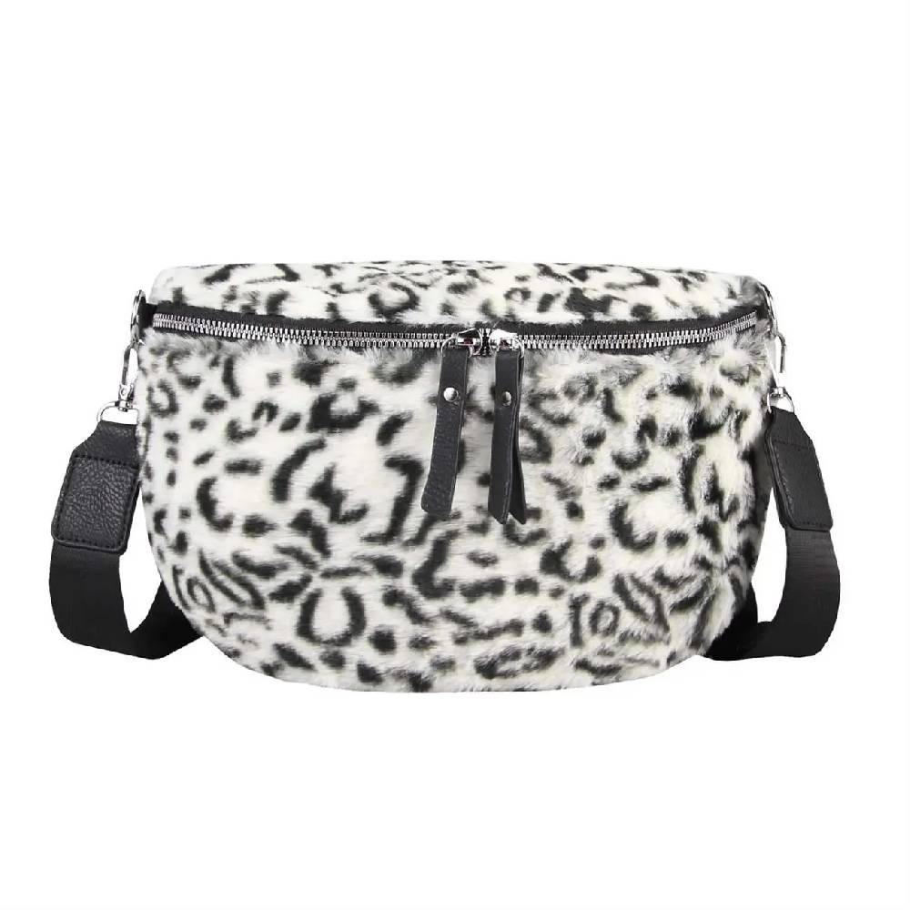 OBC DAMEN LEOPARDEN PRINT Tasche Teddyfell Plüsch Bauchtasche Hüfttasche Schultertasche Fell Bodybag Umhängetasche Crossbody Teddyplüsch Handytasche Crossbag Gürteltasche Wintertasche Online