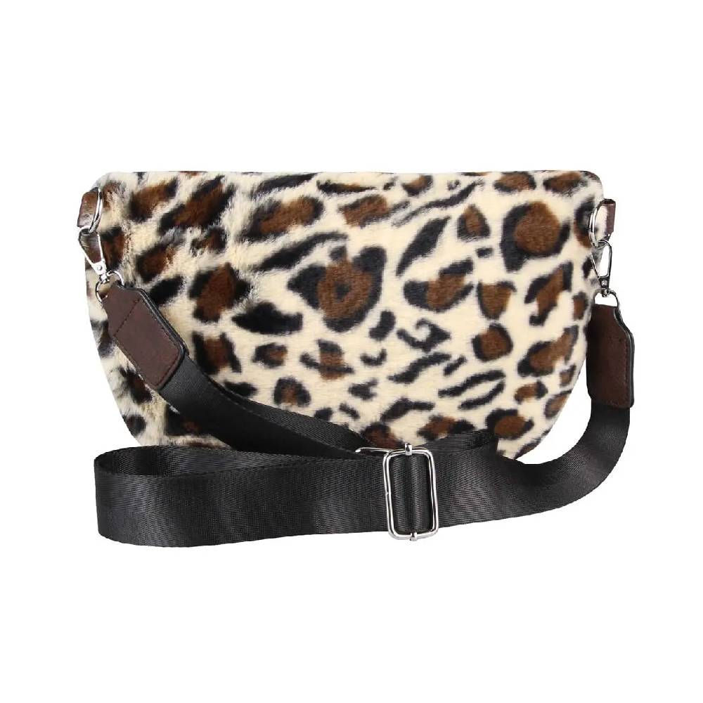 OBC DAMEN LEOPARDEN PRINT Tasche Teddyfell Plüsch Bauchtasche Hüfttasche Schultertasche Fell Bodybag Umhängetasche Crossbody Teddyplüsch Handytasche Crossbag Gürteltasche Wintertasche Online