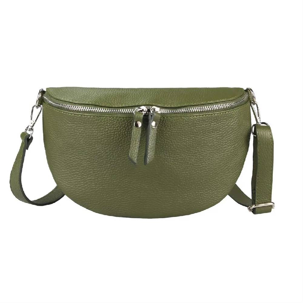 OBC Made in Italy Damen Leder Tasche Medium Handytasche Gürteltasche Crossbody Hüfttasche Bauchtasche Umhängetasche Cross-Over Bodybag Schultertasche Kosmetiktasche Verkauf