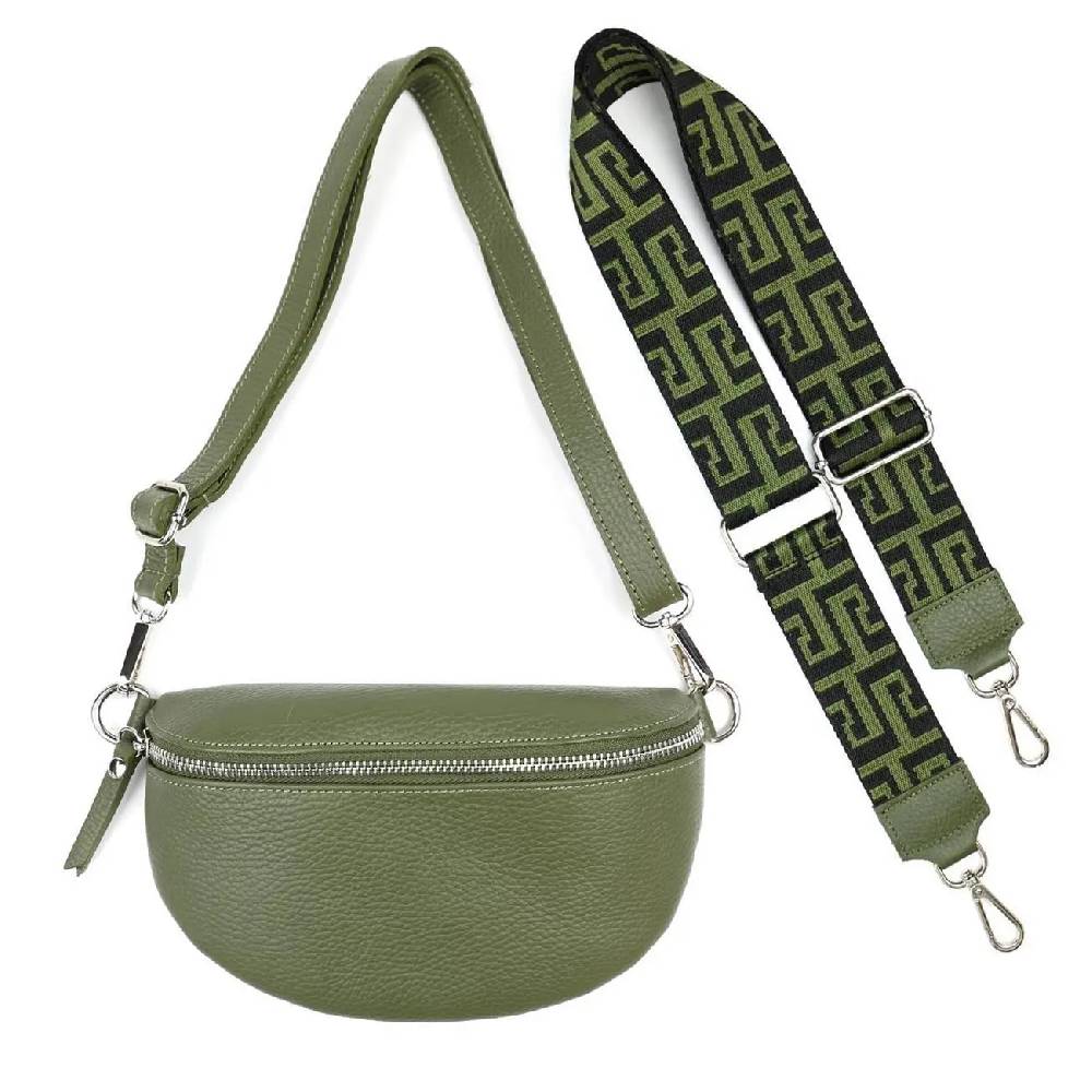 Made in Italy OBC DAMEN SET Gürteltasche + Schultergurt LEDER Crossbody Hüfttasche Bauchtasche Umhängetasche Brusttasche CrossOver Bodybag Schultertasche Handytasche Geldtasche Tasche Kosmetiktasche