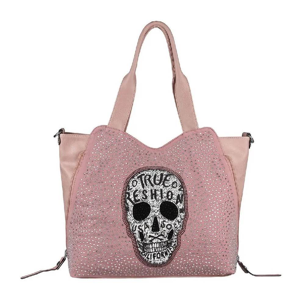 OBC XXL Damen Totenkopf Tasche Handtasche Skulls Shopper Beuteltasche Schultertasche Umhängetache Reisetasche Weekender Schädel Gothic Bag Günstiger Verkauf