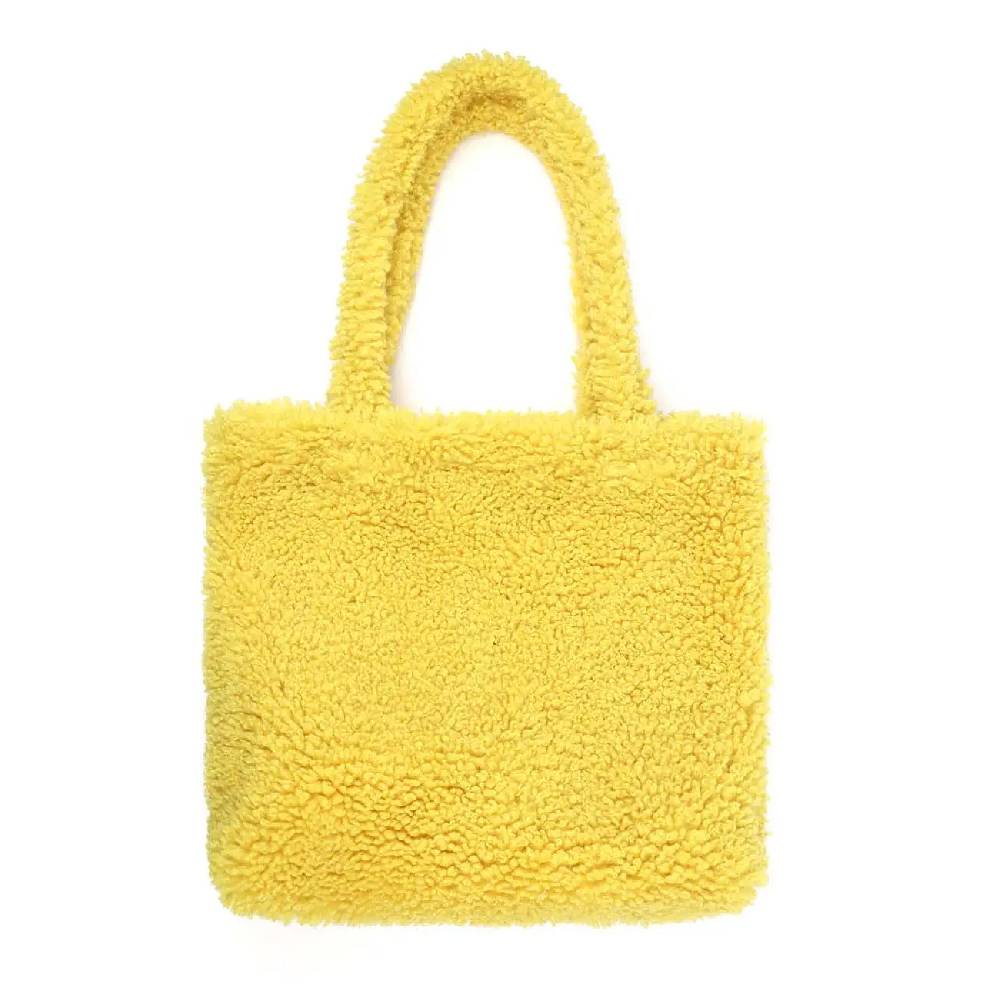 Made in Italy Damen Teddyfell Tasche Shopper Tote Bag Handtasche Plüsch Schultertasche Teddytasche Pelz Damentasche Felltasche Wintertasche Meist gekauft
