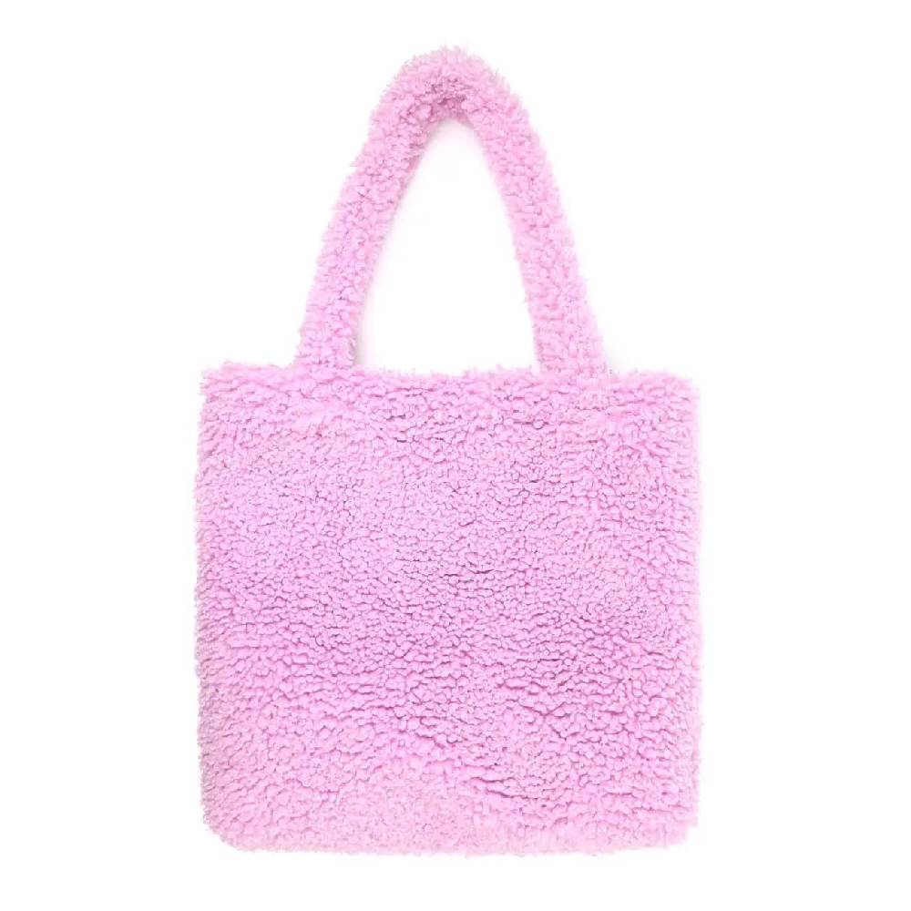 Made in Italy Damen Teddyfell Tasche Shopper Tote Bag Handtasche Plüsch Schultertasche Teddytasche Pelz Damentasche Felltasche Wintertasche Meist gekauft
