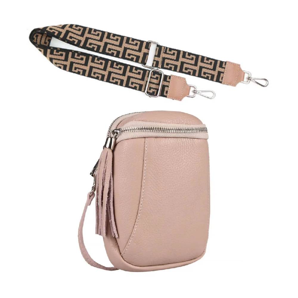Made in Italy OBC DAMEN SET Schultertasche + Schultergurt LEDER Crossbody Umhängetasche Brusttasche CrossOver Bodybag Schultertasche Handytasche Geldtasche Tasche Kosmetiktasche Wochenangebot
