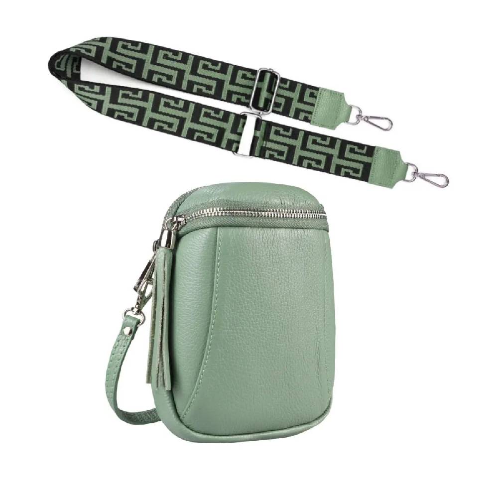 Made in Italy OBC DAMEN SET Schultertasche + Schultergurt LEDER Crossbody Umhängetasche Brusttasche CrossOver Bodybag Schultertasche Handytasche Geldtasche Tasche Kosmetiktasche Wochenangebot