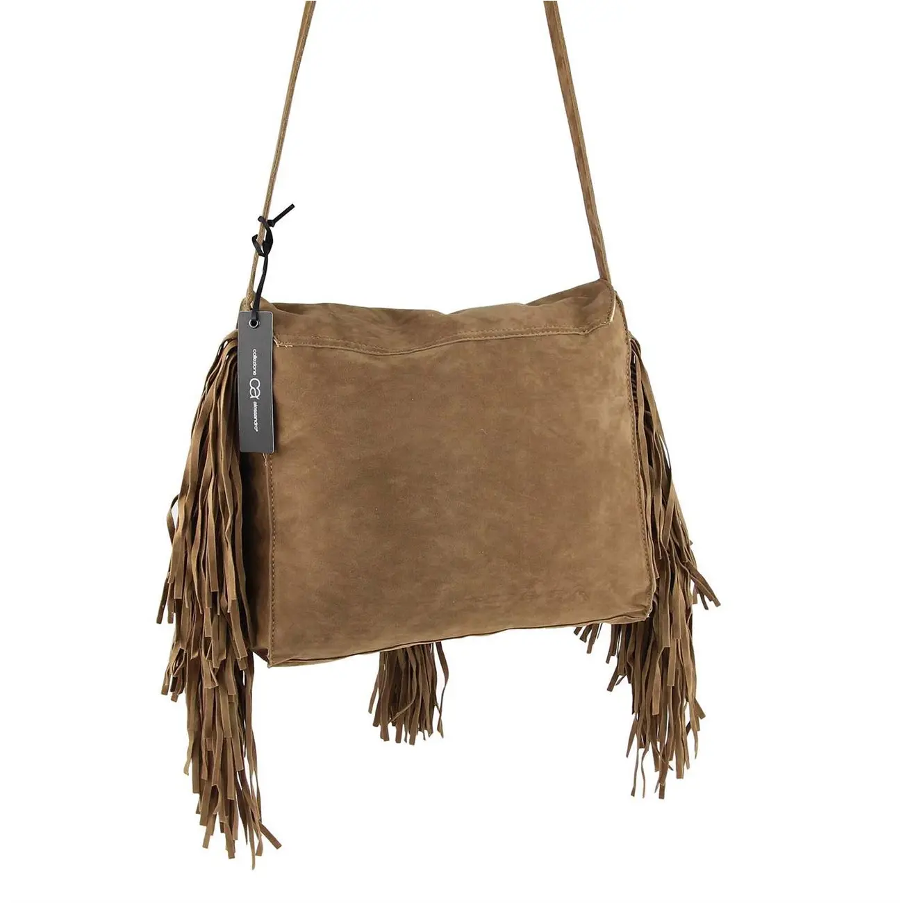 ital-design Fransen Damentasche Schultertasche Umhängetasche Tasche Beutel Beuteltasche Trend-Bags PU Wildleder im Angebot