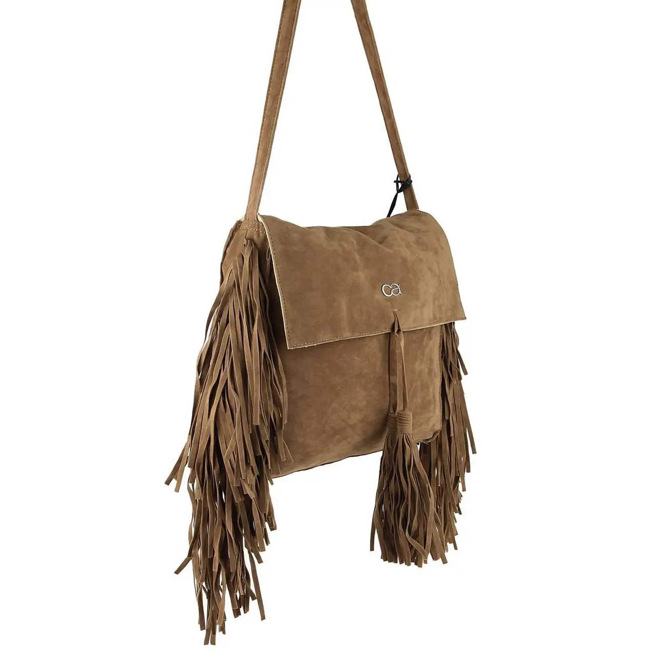 ital-design Fransen Damentasche Schultertasche Umhängetasche Tasche Beutel Beuteltasche Trend-Bags PU Wildleder im Angebot