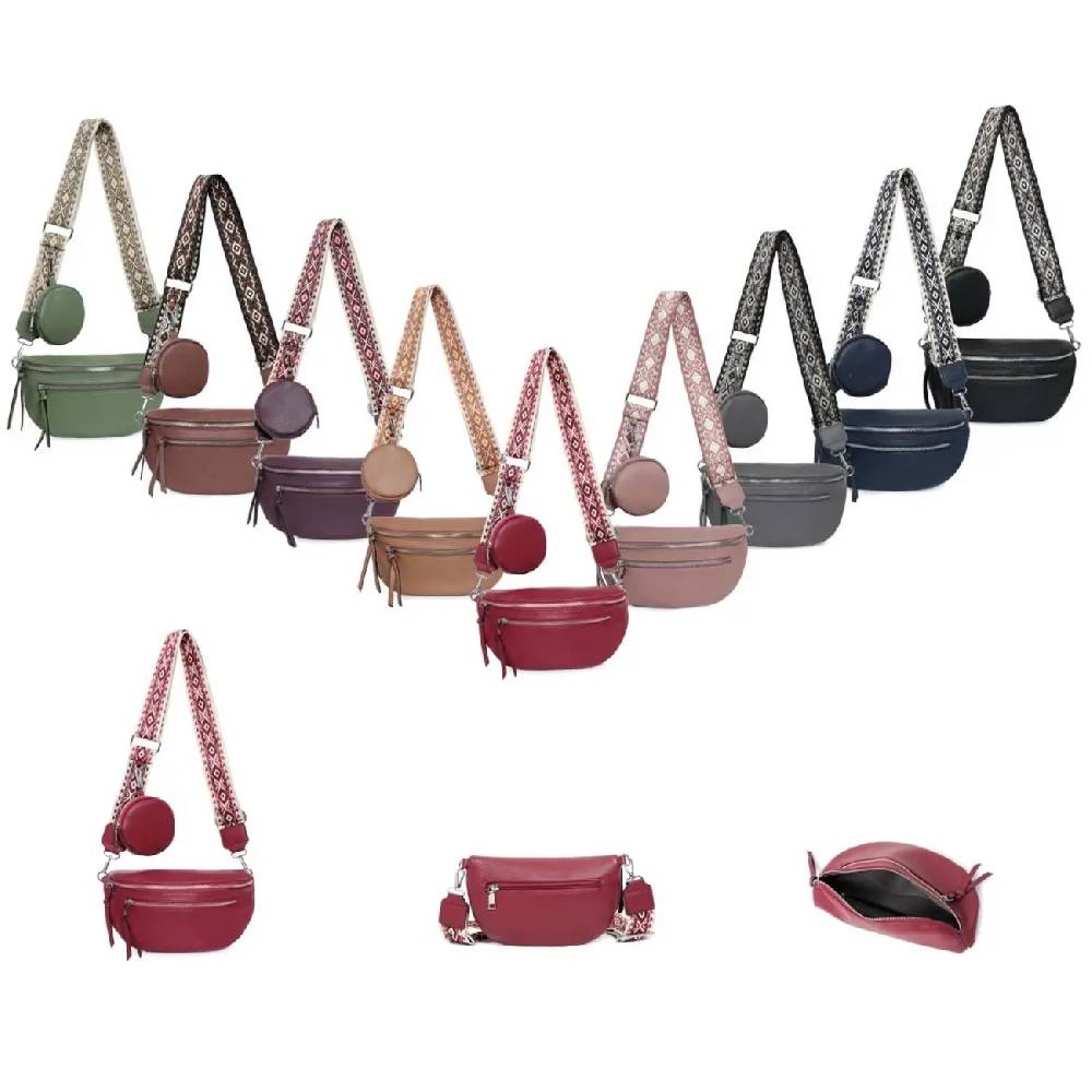 Damen Brusttasche Crossbody Tasche Umhängetasche Hüfttasche Cross-Over Bodybag Schultertasche Bauchtasche Handytasche Kunstleder