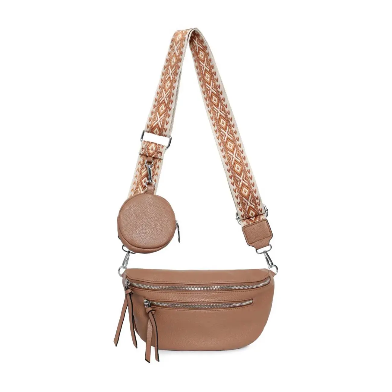 Damen Brusttasche Crossbody Tasche Umhängetasche Hüfttasche Cross-Over Bodybag Schultertasche Bauchtasche Handytasche Kunstleder Outlet