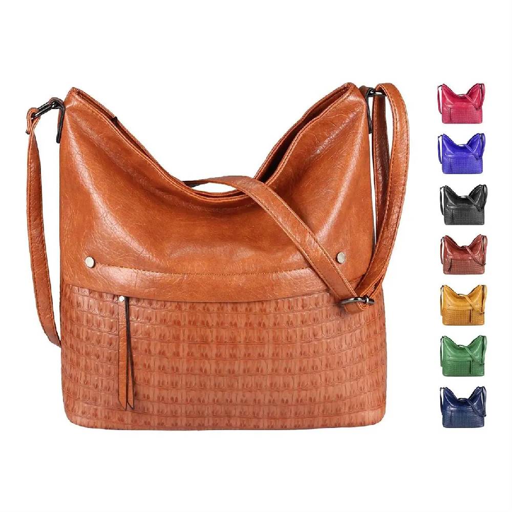 OBC Damen Tasche Umhängetasche Kroko Shopper Schultertasche Crossbody Beuteltasche Leder Optik Crossover Messenger