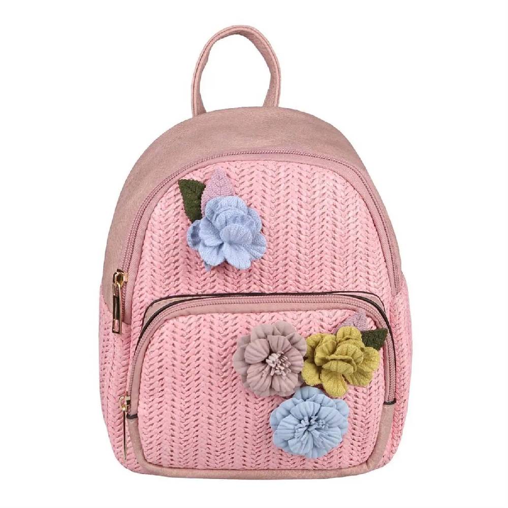 ital-design DAMEN BLUMEN MINI-RUCKSACK Backpack Tasche Daypack Cityrucksack Leder Optik Schultertasche Flechtoptik Stadtrucksack Online