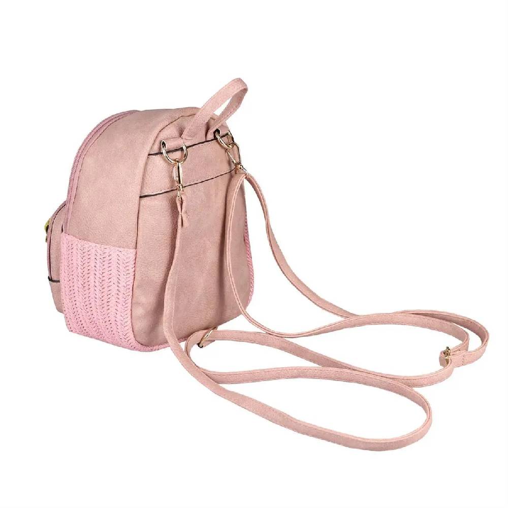 ital-design DAMEN BLUMEN MINI-RUCKSACK Backpack Tasche Daypack Cityrucksack Leder Optik Schultertasche Flechtoptik Stadtrucksack Online