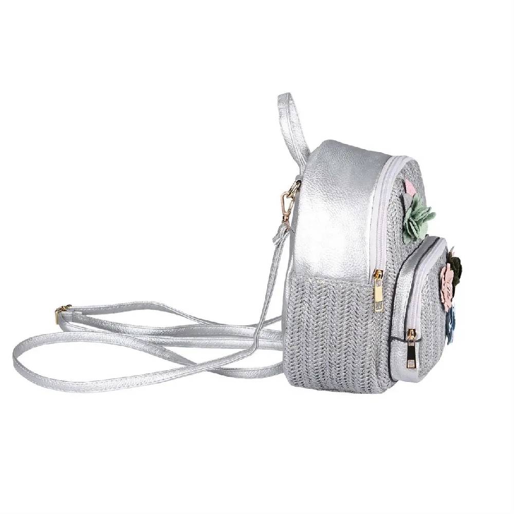 ital-design DAMEN BLUMEN MINI-RUCKSACK Backpack Tasche Daypack Cityrucksack Leder Optik Schultertasche Flechtoptik Stadtrucksack Online
