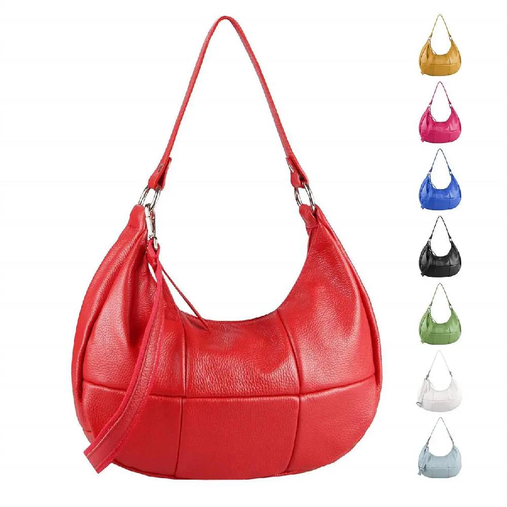 OBC Made in Italy Damen Leder Tasche Shopper Schultertasche Handtasche Umhängetasche Hobo Bag Ledertasche CrossBody City Bag Crossover
