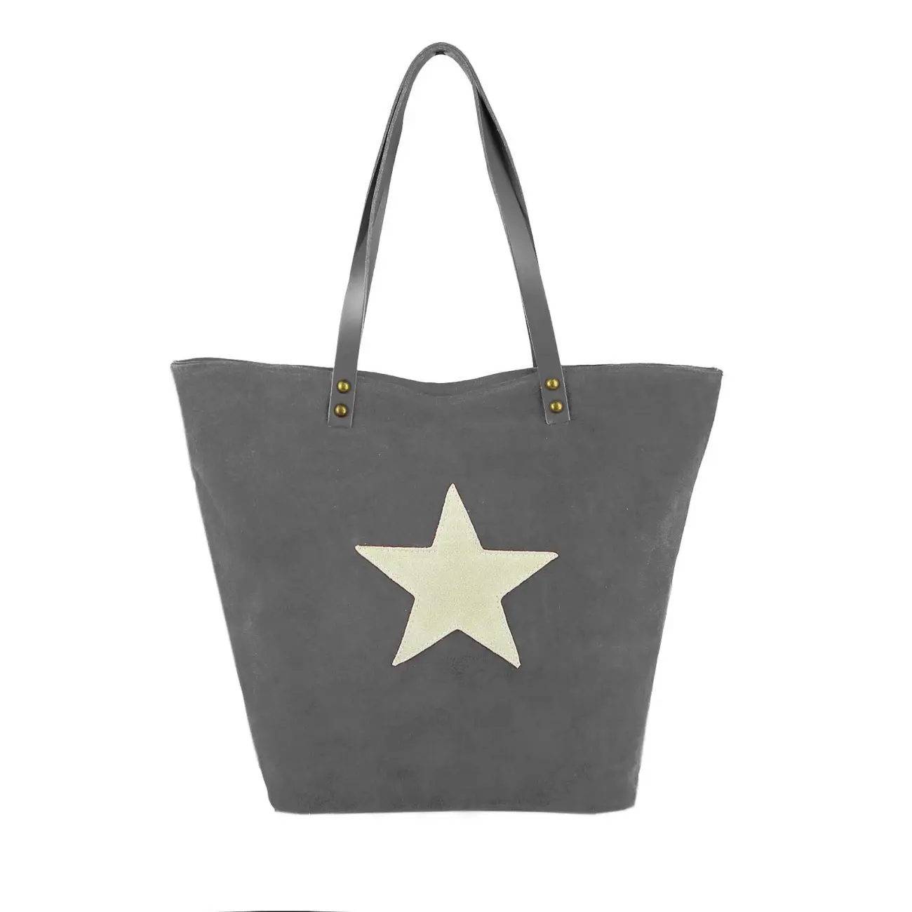 OBC Made in Italy Damen Tasche Leder Velourleder Wildleder Stern Shopper Schultertasche Umhängetasche Blitzverkäufe