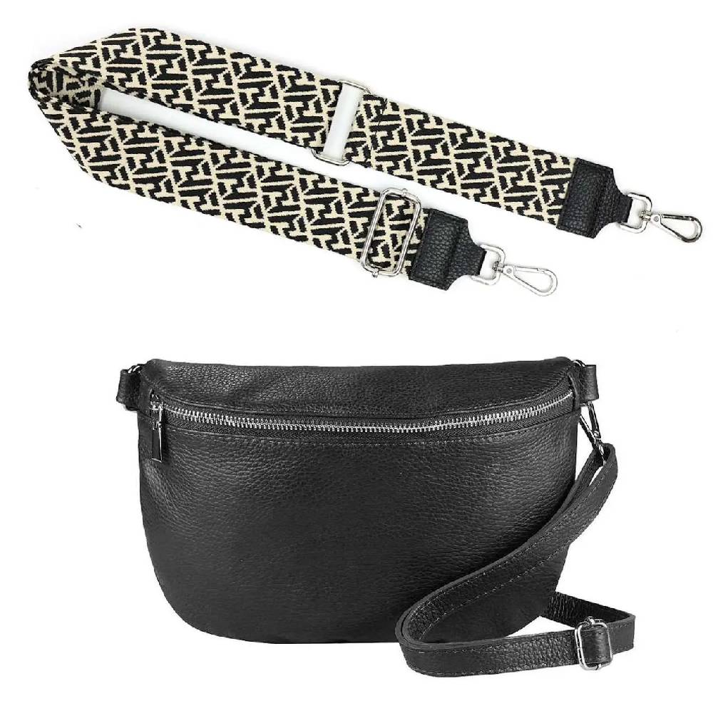 Made in Italy OBC DAMEN SET Gürteltasche + Schultergurt LEDER Crossbody Hüfttasche Bauchtasche Umhängetasche Brusttasche CrossOver Bodybag Schultertasche Handytasche Geldtasche Tasche Kosmetiktasche Outlet