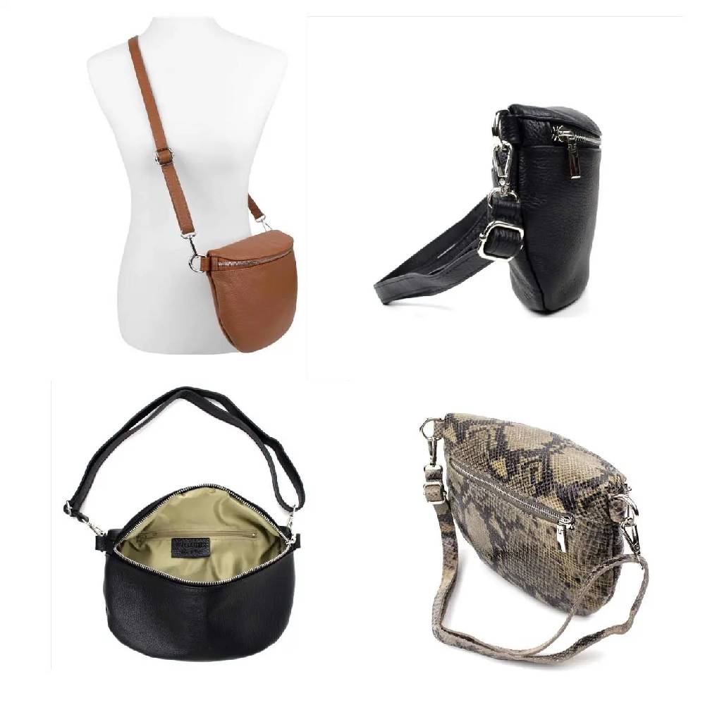 Made in Italy OBC DAMEN SET Gürteltasche + Schultergurt LEDER Crossbody Hüfttasche Bauchtasche Umhängetasche Brusttasche CrossOver Bodybag Schultertasche Handytasche Geldtasche Tasche Kosmetiktasche Outlet