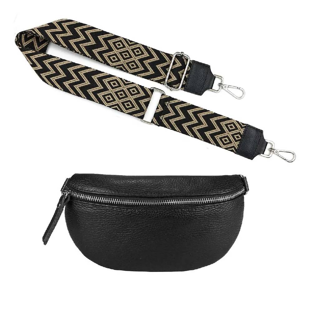 Made in Italy OBC DAMEN SET Gürteltasche + Schultergurt LEDER Crossbody Hüfttasche Bauchtasche Umhängetasche Brusttasche CrossOver Bodybag Schultertasche Handytasche Geldtasche Tasche Kosmetiktasche #1 Auslauf