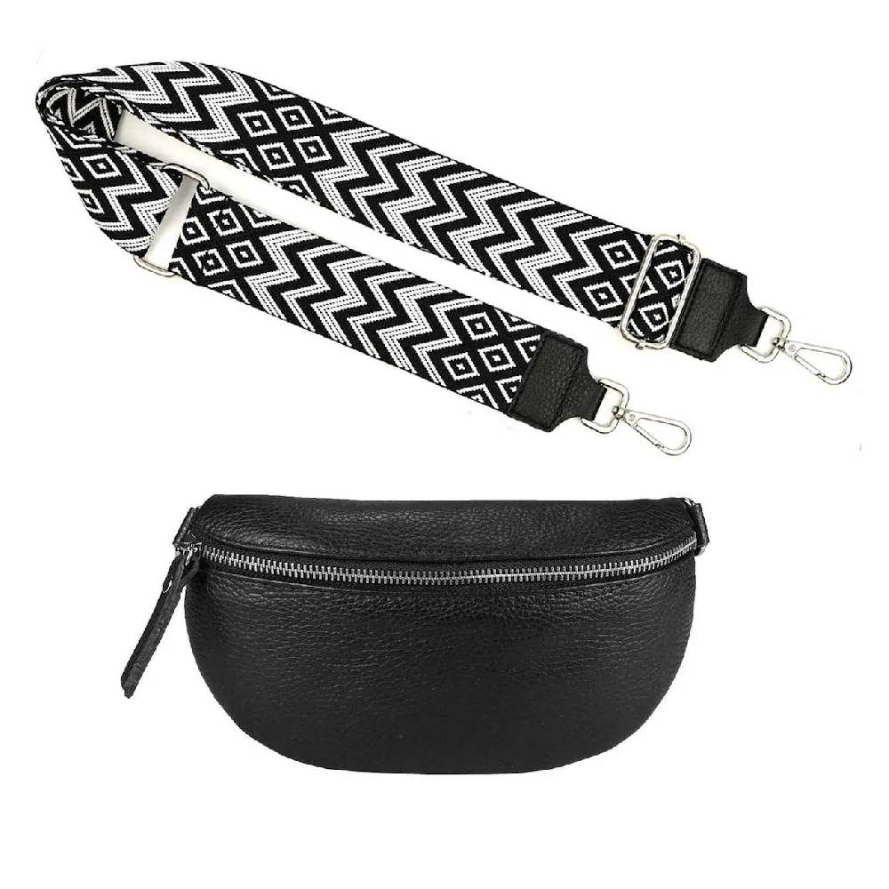 Made in Italy OBC DAMEN SET Gürteltasche + Schultergurt LEDER Crossbody Hüfttasche Bauchtasche Umhängetasche Brusttasche CrossOver Bodybag Schultertasche Handytasche Geldtasche Tasche Kosmetiktasche #1 Auslauf