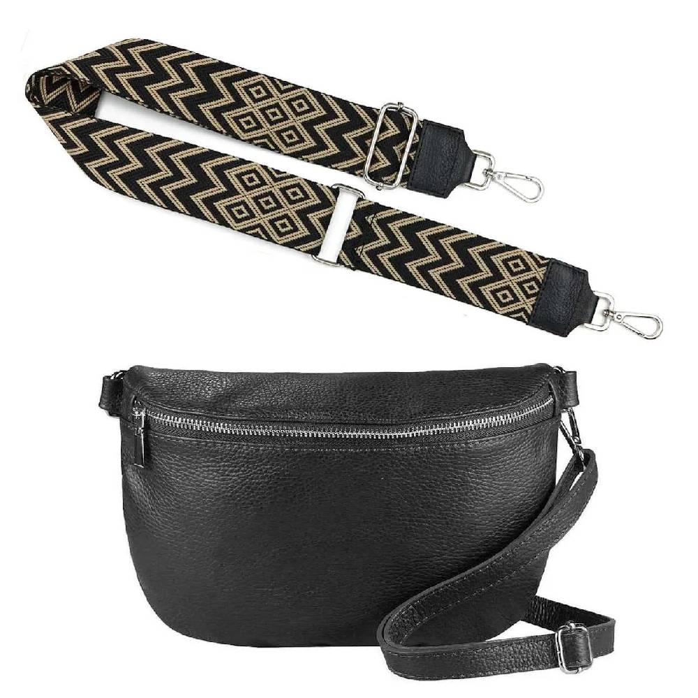 Made in Italy OBC DAMEN SET Gürteltasche + Schultergurt LEDER Crossbody Hüfttasche Bauchtasche Umhängetasche Brusttasche CrossOver Bodybag Schultertasche Handytasche Geldtasche Tasche Kosmetiktasche #1 Auslauf